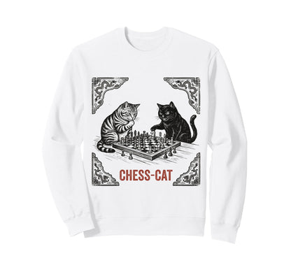 Chess Cat Funny Strategic Board Game Sweatshirt - Trendy Graphic Unisex - T-Shirt, Sweatshirt, Hoodie