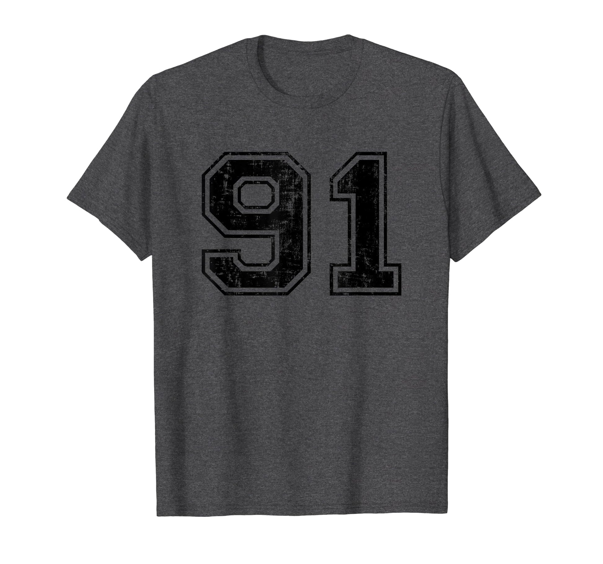 Number 91 Varsity Distressed Sport T-Shirt - Streetwear Style Men Women - T-Shirt, Sweatshirt, Hoodie
