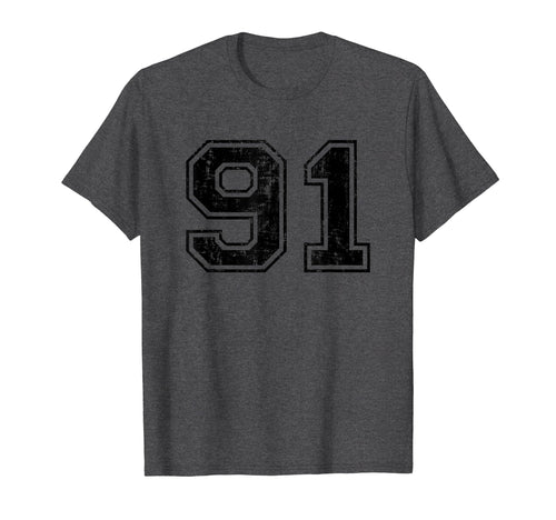 Number 91 Varsity Distressed Sport T-Shirt - Streetwear Style Men Women - T-Shirt, Sweatshirt, Hoodie