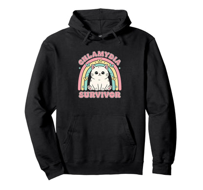 Chlamydia Survivor Cat Funny Rainbow Cat Hoodie - Graphic Print for Adults - T-Shirt, Sweatshirt, Hoodie