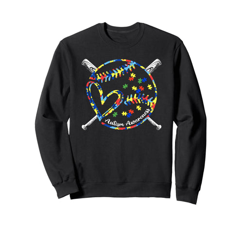Softball Baseball Heart Autism Sweatshirt - Minimalist Print Men Women - T-Shirt, Sweatshirt, Hoodie