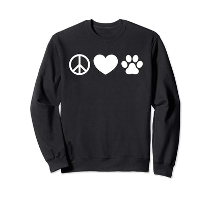 Peace Love And Dogs Sweatshirt - Custom Art Print Men Women - T-Shirt, Sweatshirt, Hoodie