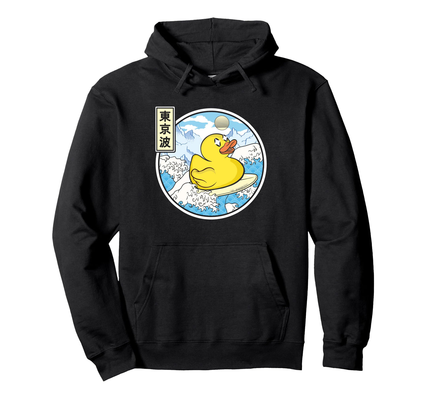 Surfing Rubber Duck Japanese Waves Kawaii Hoodie - Graphic Print Men Women - T-Shirt, Sweatshirt, Hoodie