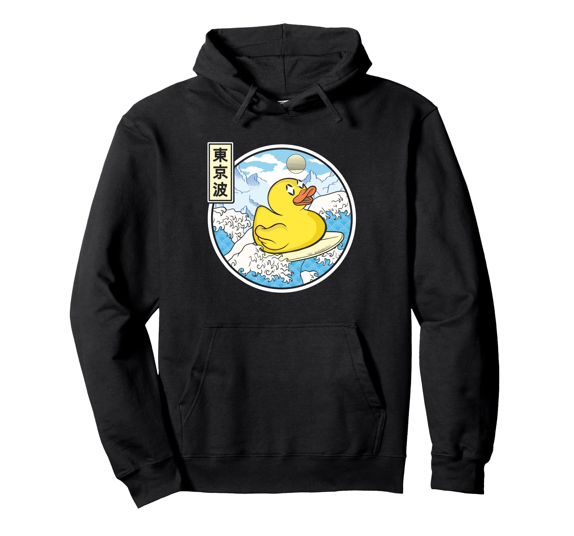 Surfing Rubber Duck Japanese Waves Kawaii Hoodie - Graphic Print Men Women - T-Shirt, Sweatshirt, Hoodie