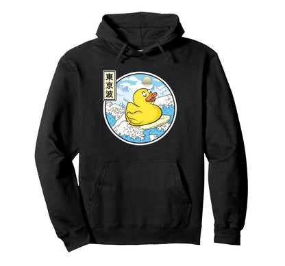 Surfing Rubber Duck Japanese Waves Kawaii Hoodie - Graphic Print Men Women - T-Shirt, Sweatshirt, Hoodie