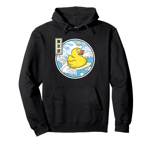 Surfing Rubber Duck Japanese Waves Kawaii Hoodie - Graphic Print Men Women - T-Shirt, Sweatshirt, Hoodie