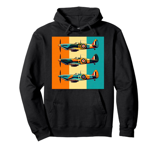 Ww2 Spitfire Raf Warplane Rainbow Colors Hoodie - Aesthetic Graphic Unisex - T-Shirt, Sweatshirt, Hoodie