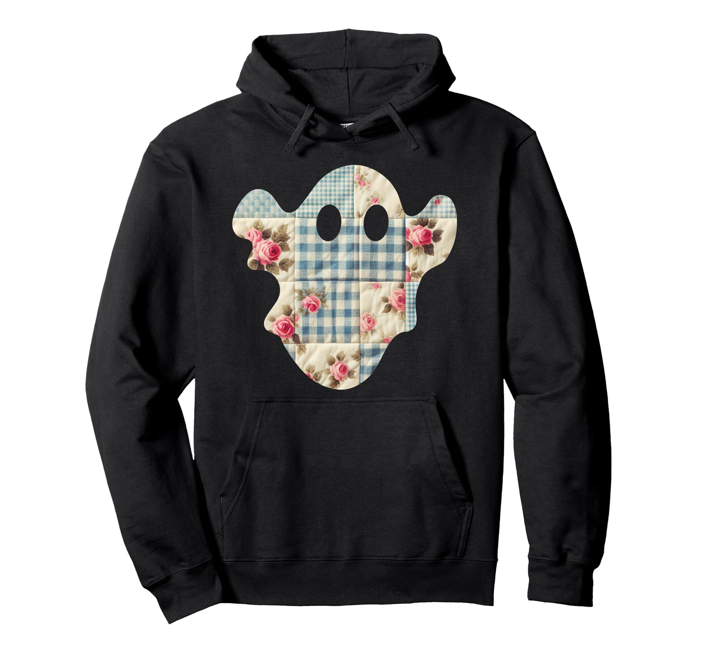 Patchwork Ghost Chic Shabby Check Floral Hoodie - Trendy Graphic Men Women - T-Shirt, Sweatshirt, Hoodie