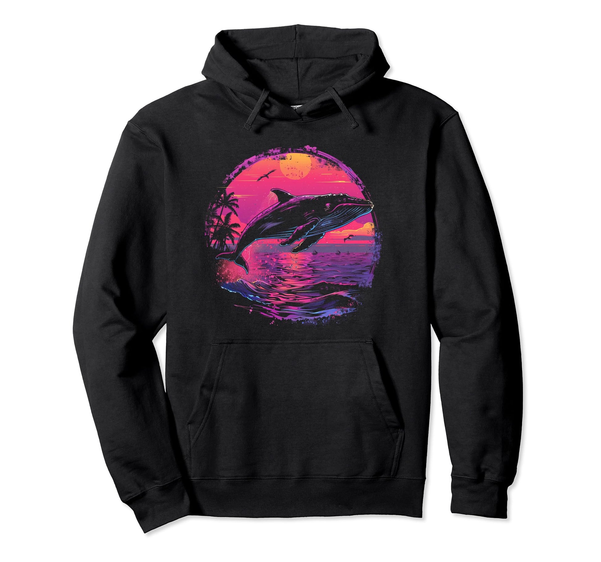 Whale Vaporwave Aesthetic Synthwave Hoodie - Novelty Apparel for Adults - T-Shirt, Sweatshirt, Hoodie