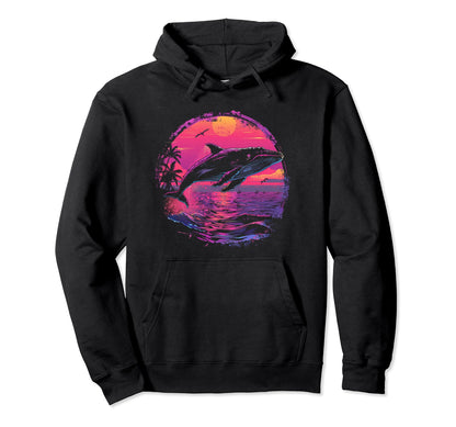 Whale Vaporwave Aesthetic Synthwave Hoodie - Novelty Apparel for Adults - T-Shirt, Sweatshirt, Hoodie