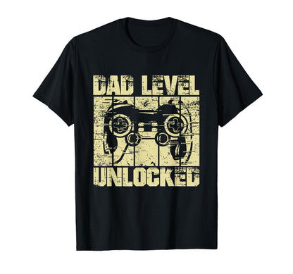 Dad Level Unlocked Gaming Controller T-Shirt - Novelty Apparel for Adults - T-Shirt, Sweatshirt, Hoodie
