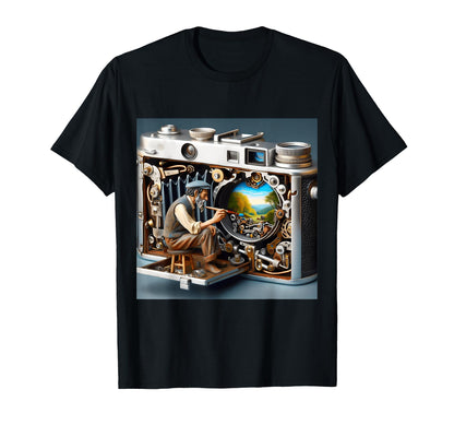 Fantasy Camera Painting Landscape T-Shirt - Graphic Print Unisex - T-Shirt, Sweatshirt, Hoodie