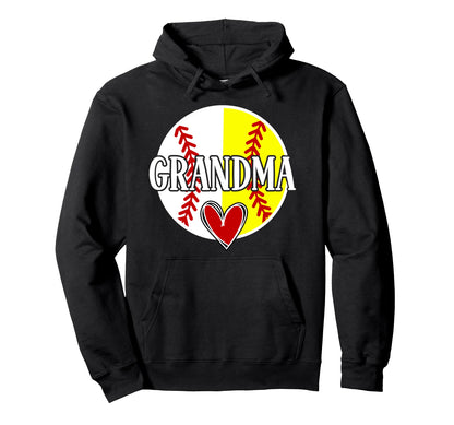 Baseball Softball Grandma Proud Hoodie - Minimalist Print for Adults - T-Shirt, Sweatshirt, Hoodie