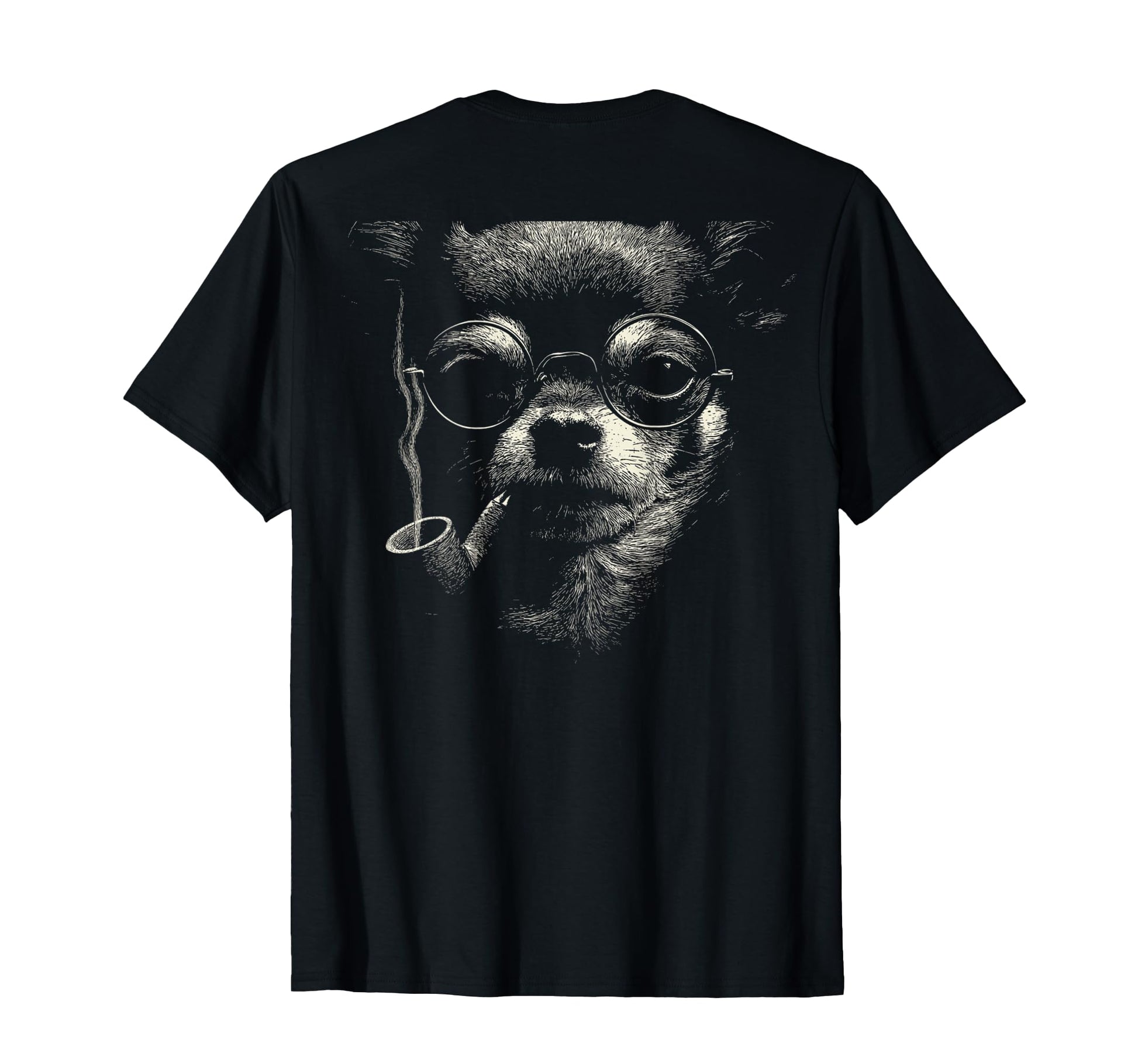 Chihuahua Smoking Pipe Glasses Grunge T-Shirt - Graphic Print for Adults - T-Shirt, Sweatshirt, Hoodie