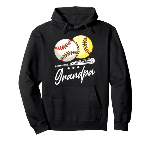 Ball Grandpa Baseball Softball Hoodie - Graphic Print Men Women - T-Shirt, Sweatshirt, Hoodie