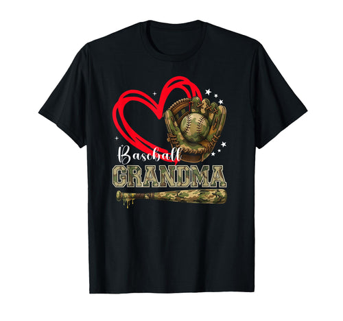 Baseball Grandma Nana Gigi Camo Glove T-Shirt - Trendy Graphic Men Women - T-Shirt, Sweatshirt, Hoodie