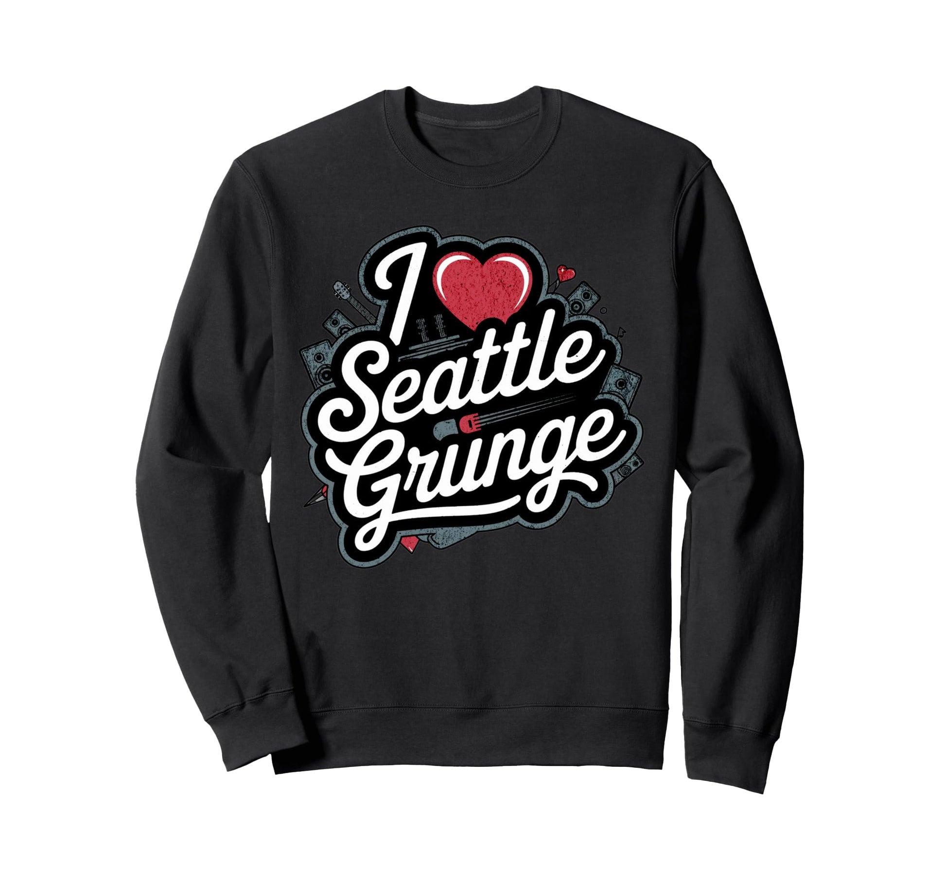 I Love Seattle Grunge Music 90S Sweatshirt - Aesthetic Graphic Unisex - T-Shirt, Sweatshirt, Hoodie