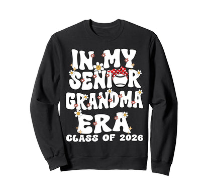 My Senior Grandma Era Groovy Baseball Sweatshirt - Graphic Print Unisex - T-Shirt, Sweatshirt, Hoodie