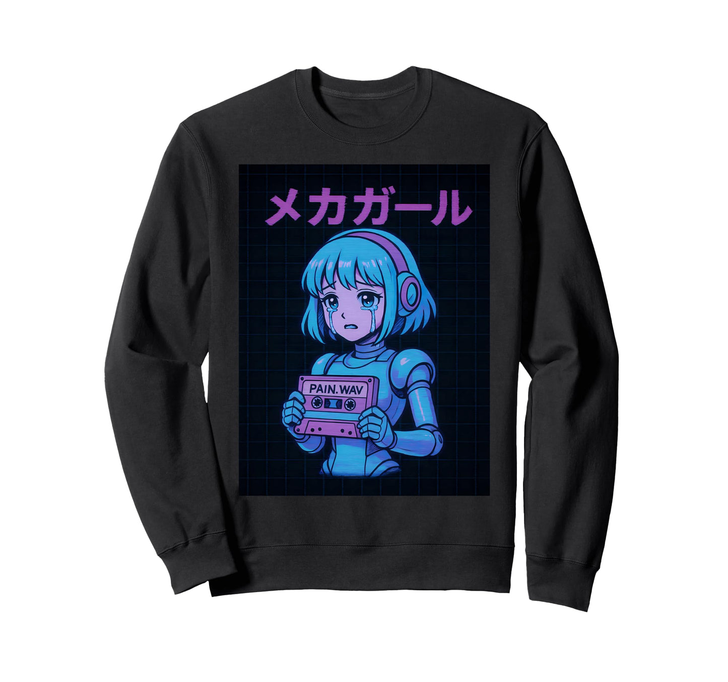 Vaporwave Anime Cassette Tape Sweatshirt - Casual Everyday Wear Unisex - T-Shirt, Sweatshirt, Hoodie