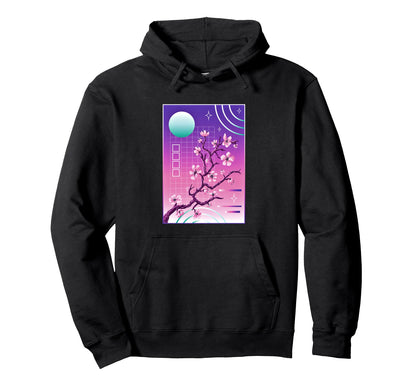 Vaporwave Japan Japanese Cherry Blossom Hoodie - Trendy Graphic Men Women - T-Shirt, Sweatshirt, Hoodie