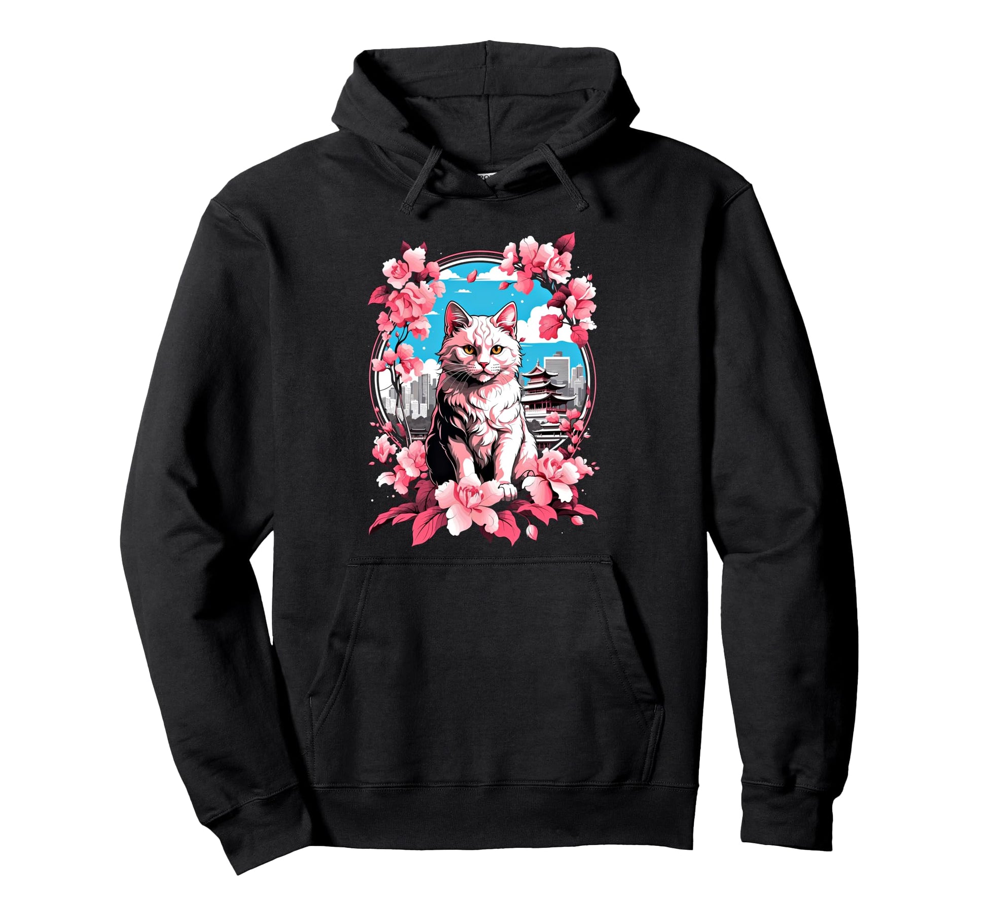 Anime Cat Japanese Aesthetic Japan Hoodie - Fun Novelty Design Unisex - T-Shirt, Sweatshirt, Hoodie