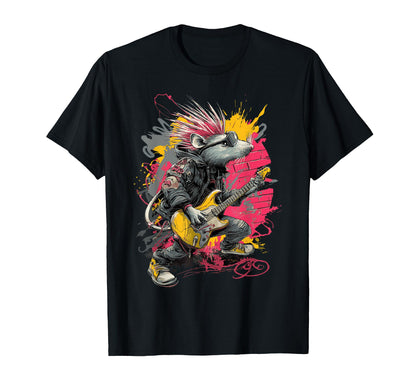 Punk Rat Guitar Rock Animal Art Street T-Shirt - Minimalist Print Men Women - T-Shirt, Sweatshirt, Hoodie