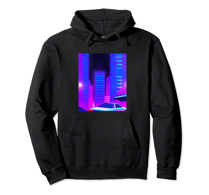 Vaporwave Aesthetic Synthwave City Hoodie - Trendy Graphic Unisex - T-Shirt, Sweatshirt, Hoodie