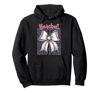 Baseball Sister Coquette Bow Hoodie - Minimalist Print Men Women - T-Shirt, Sweatshirt, Hoodie