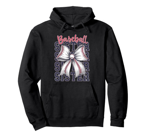 Baseball Sister Coquette Bow Hoodie - Minimalist Print Men Women - T-Shirt, Sweatshirt, Hoodie