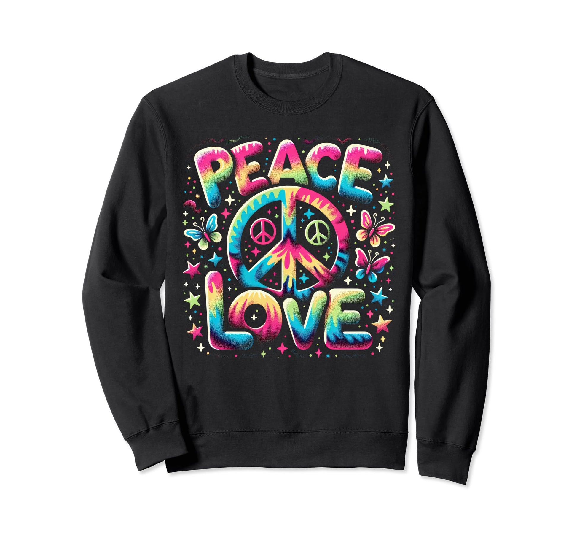 Colorful Hippie Tie Dye Peace Sign Sweatshirt - Custom Art Print Men Women - T-Shirt, Sweatshirt, Hoodie