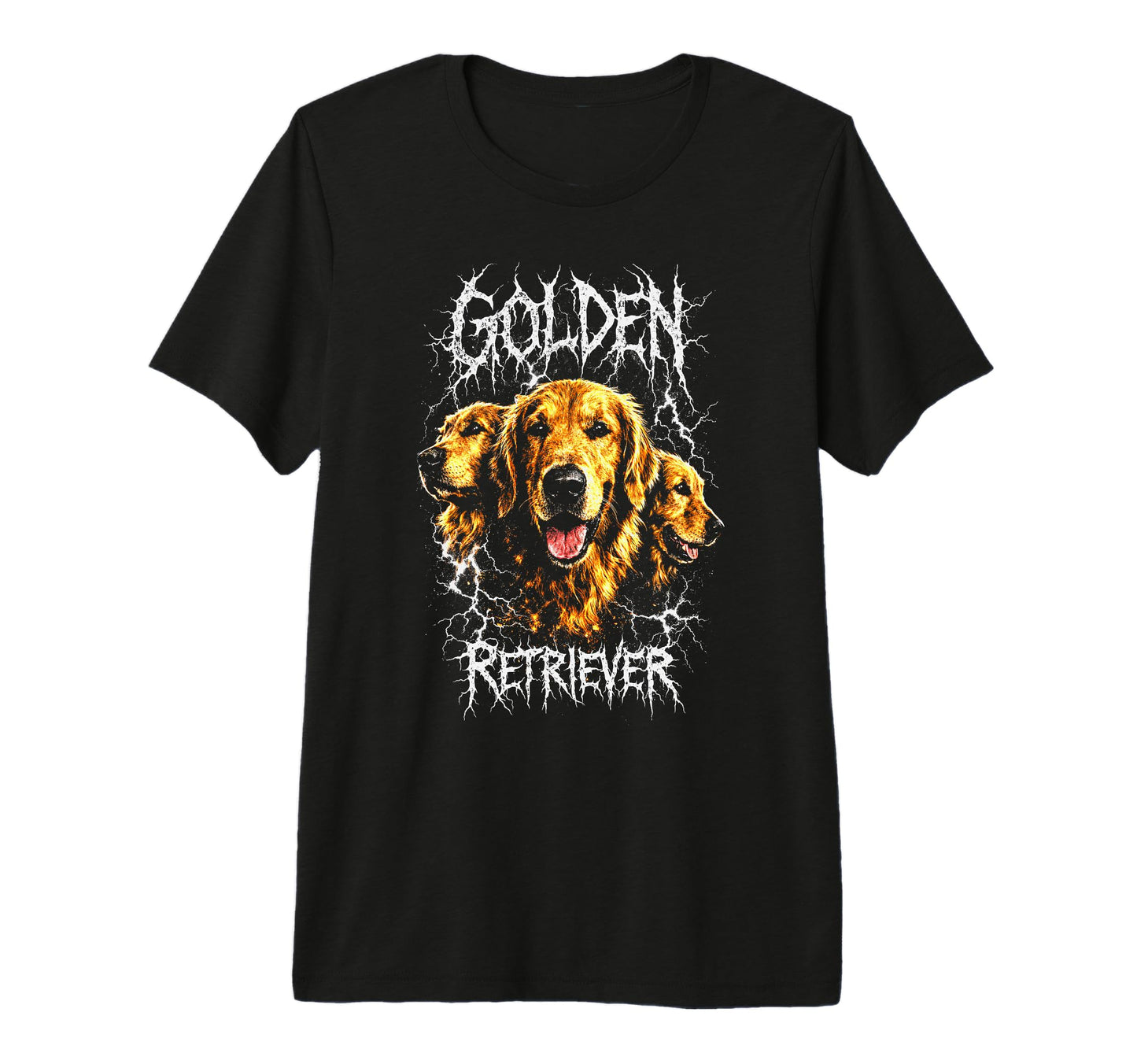 Golden Retriever Heavy Metal Rocker T-Shirt - Unique Graphic for Adults - T-Shirt, Sweatshirt, Hoodie