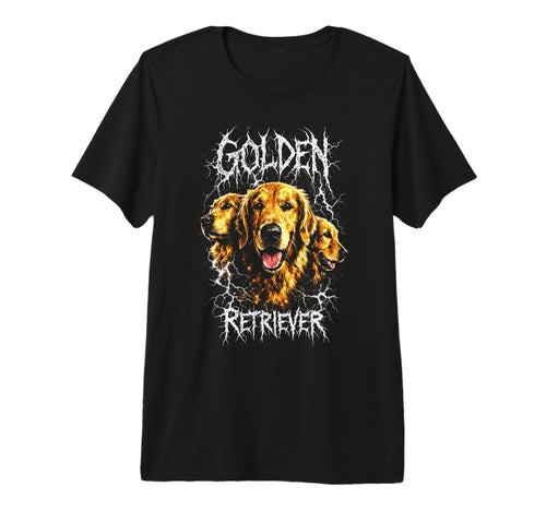 Golden Retriever Heavy Metal Rocker T-Shirt - Unique Graphic for Adults - T-Shirt, Sweatshirt, Hoodie
