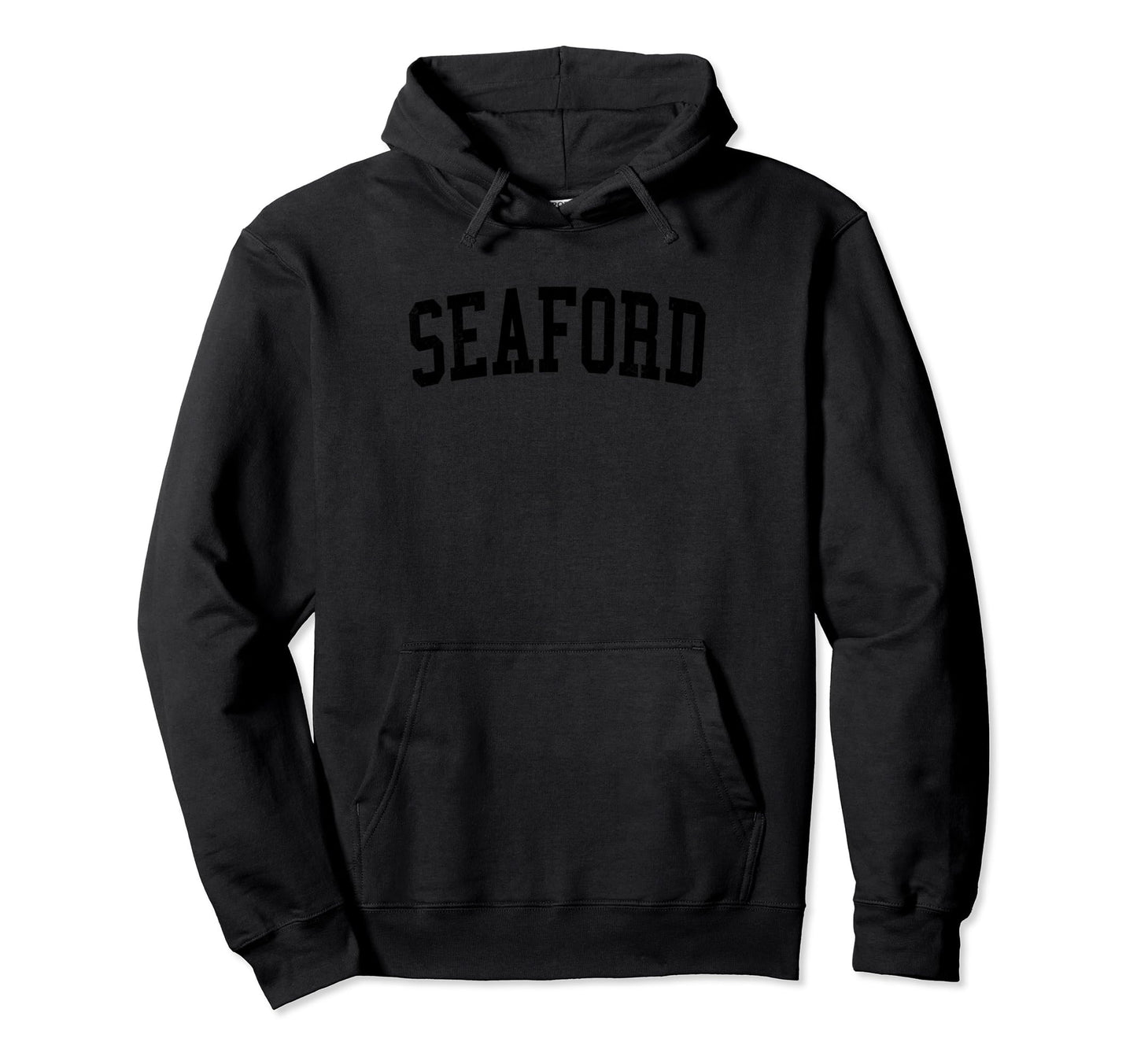Seaford De Distressed Black Varsity Hoodie - Streetwear Style Unisex - T-Shirt, Sweatshirt, Hoodie