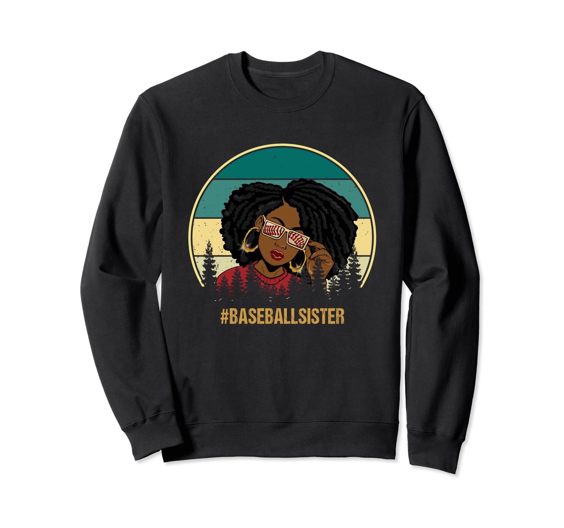 Black Baseball Sister Sweatshirt - Casual Everyday Wear for Adults - T-Shirt, Sweatshirt, Hoodie