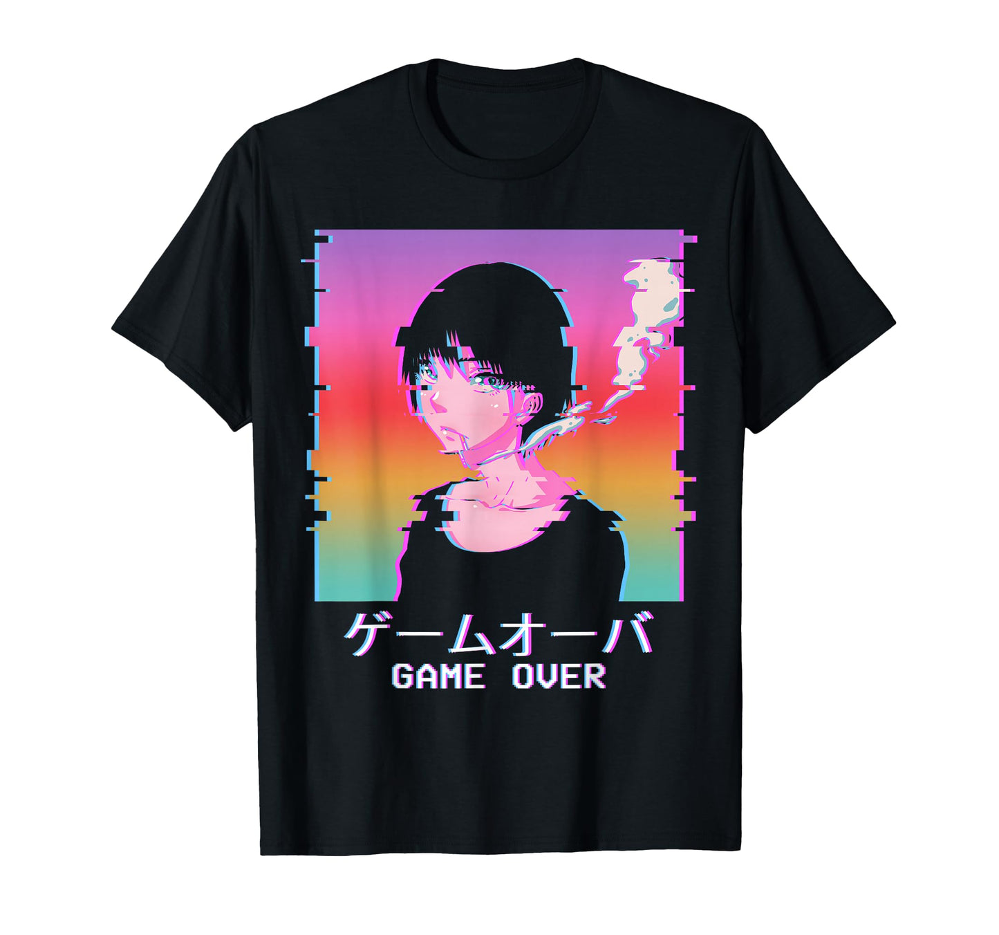 Game Over Sad Anime Waifu Japanese T-Shirt - Unique Graphic Unisex - T-Shirt, Sweatshirt, Hoodie