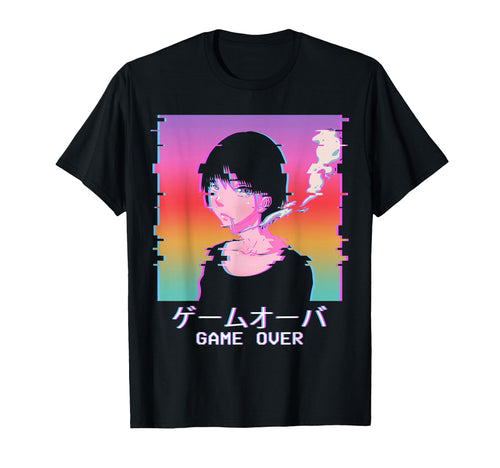 Game Over Sad Anime Waifu Japanese T-Shirt - Unique Graphic Unisex - T-Shirt, Sweatshirt, Hoodie