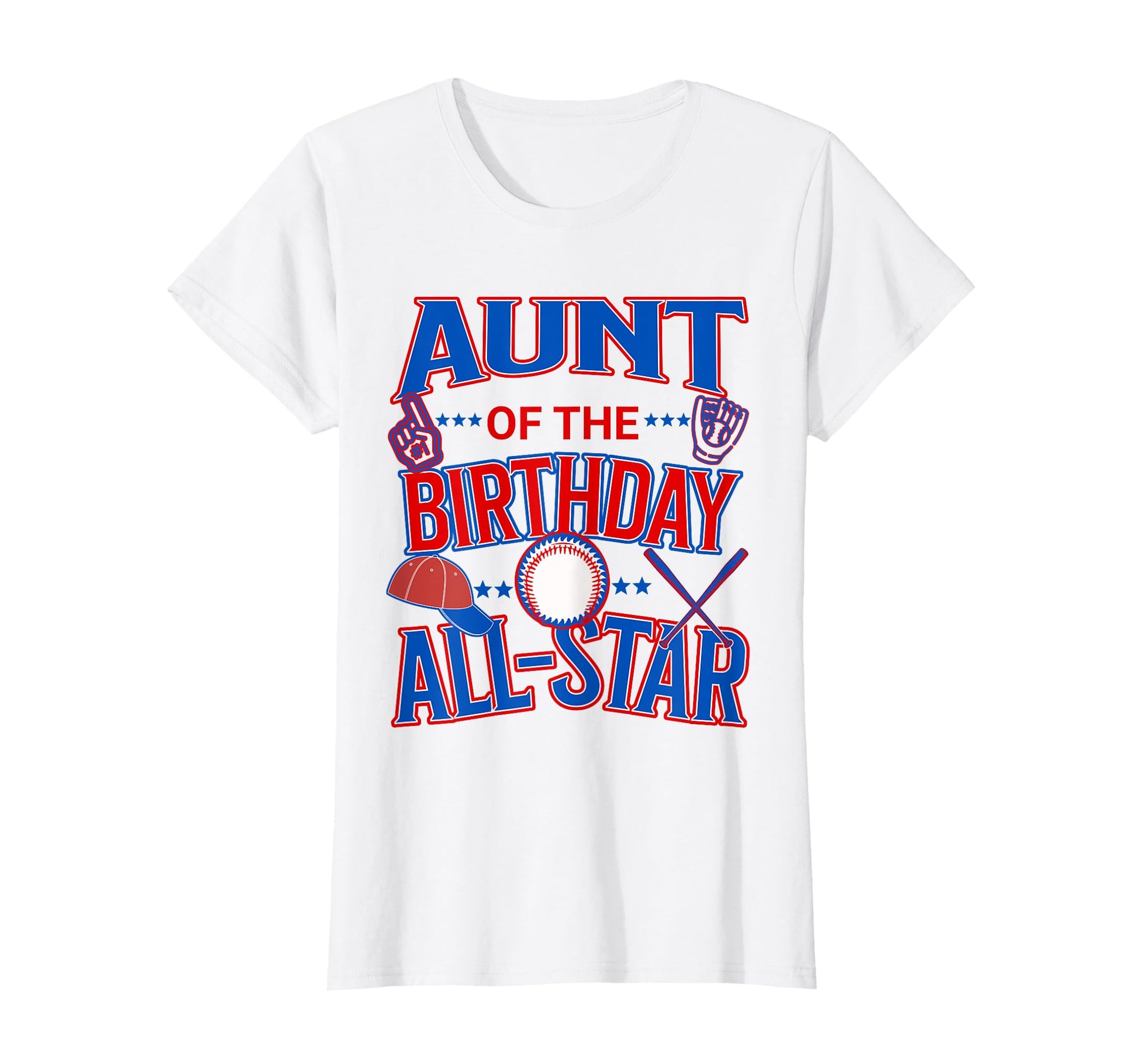 Womens Aunt All Star Birthday Baseball T-Shirt - Unique Graphic for Adults - T-Shirt, Sweatshirt, Hoodie