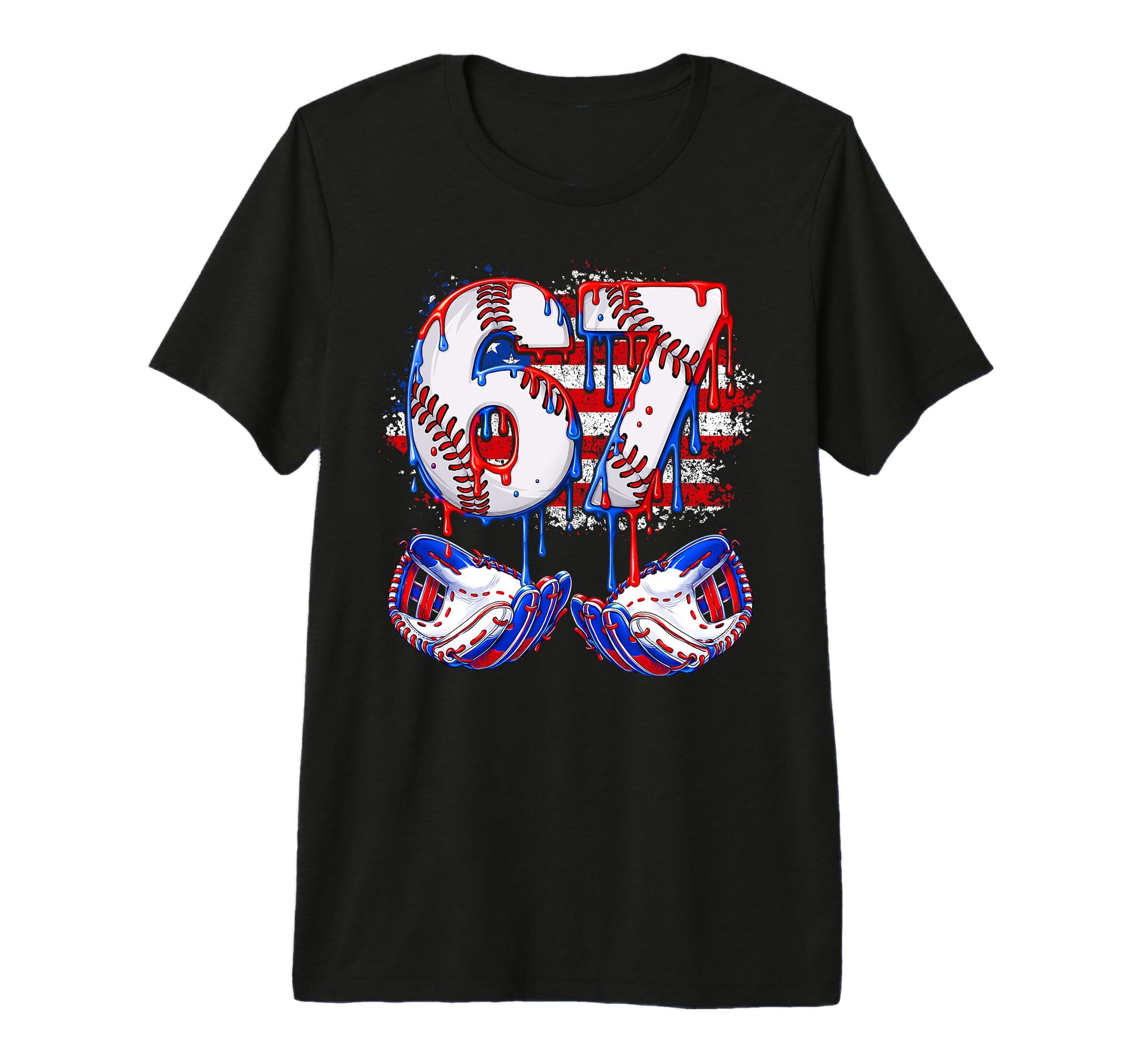 4Th July 67 Meme Six Seven Baseball Drip T-Shirt - Graphic Print Men Women - T-Shirt, Sweatshirt, Hoodie