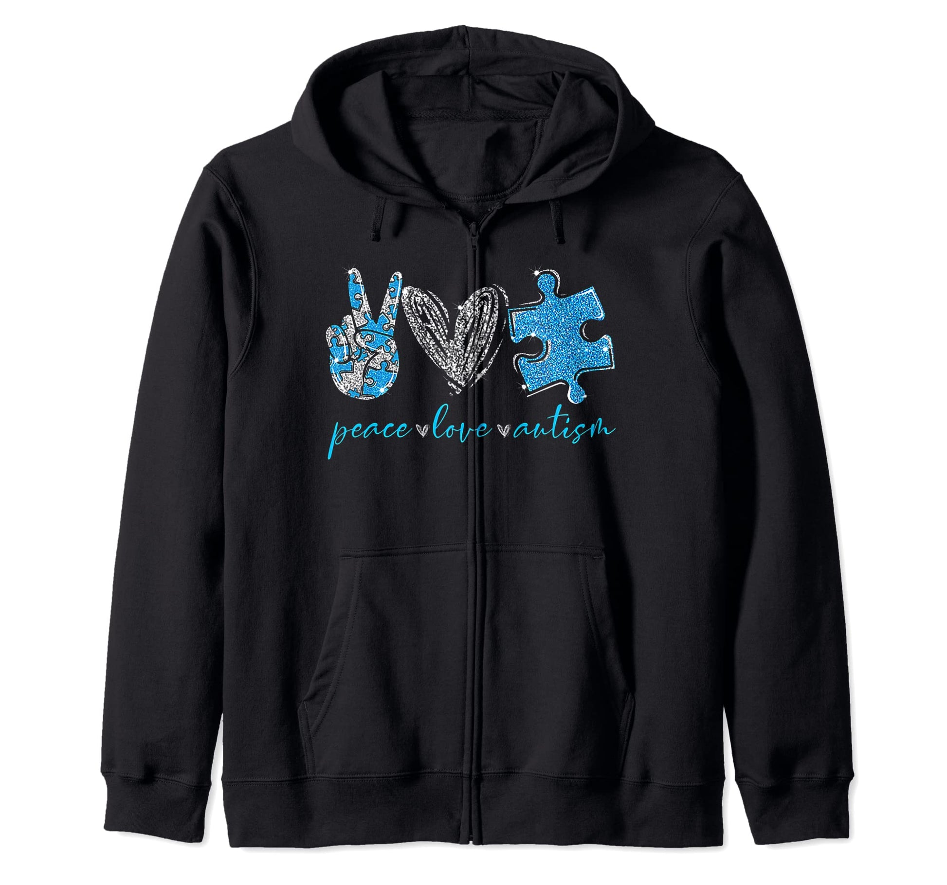 Peace Love Puzzle Ribbon Autism T-Shirt - Custom Art Print Men Women - T-Shirt, Sweatshirt, Hoodie