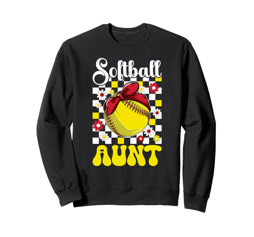 Groovy Softball Aunt Softball Player Sweatshirt - Streetwear Style Unisex - T-Shirt, Sweatshirt, Hoodie
