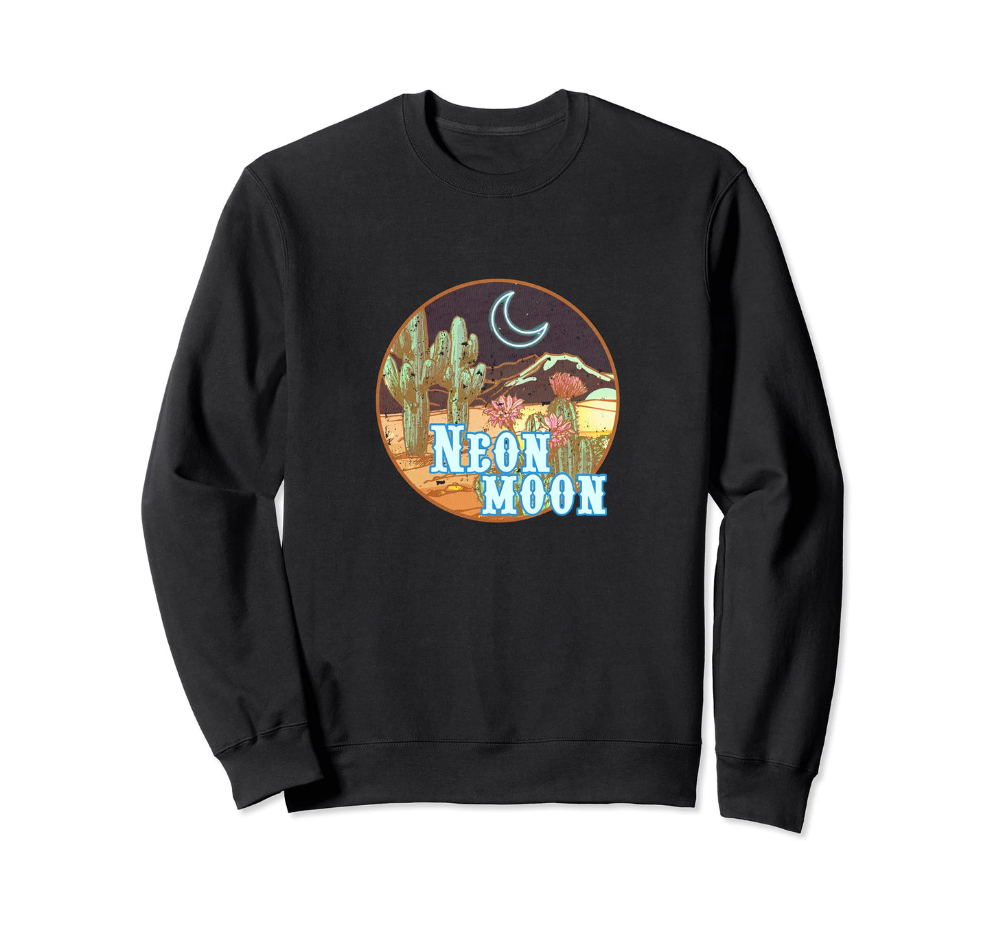 Distressed Neon Moon Western Boho Sweatshirt - Streetwear Style Unisex - T-Shirt, Sweatshirt, Hoodie