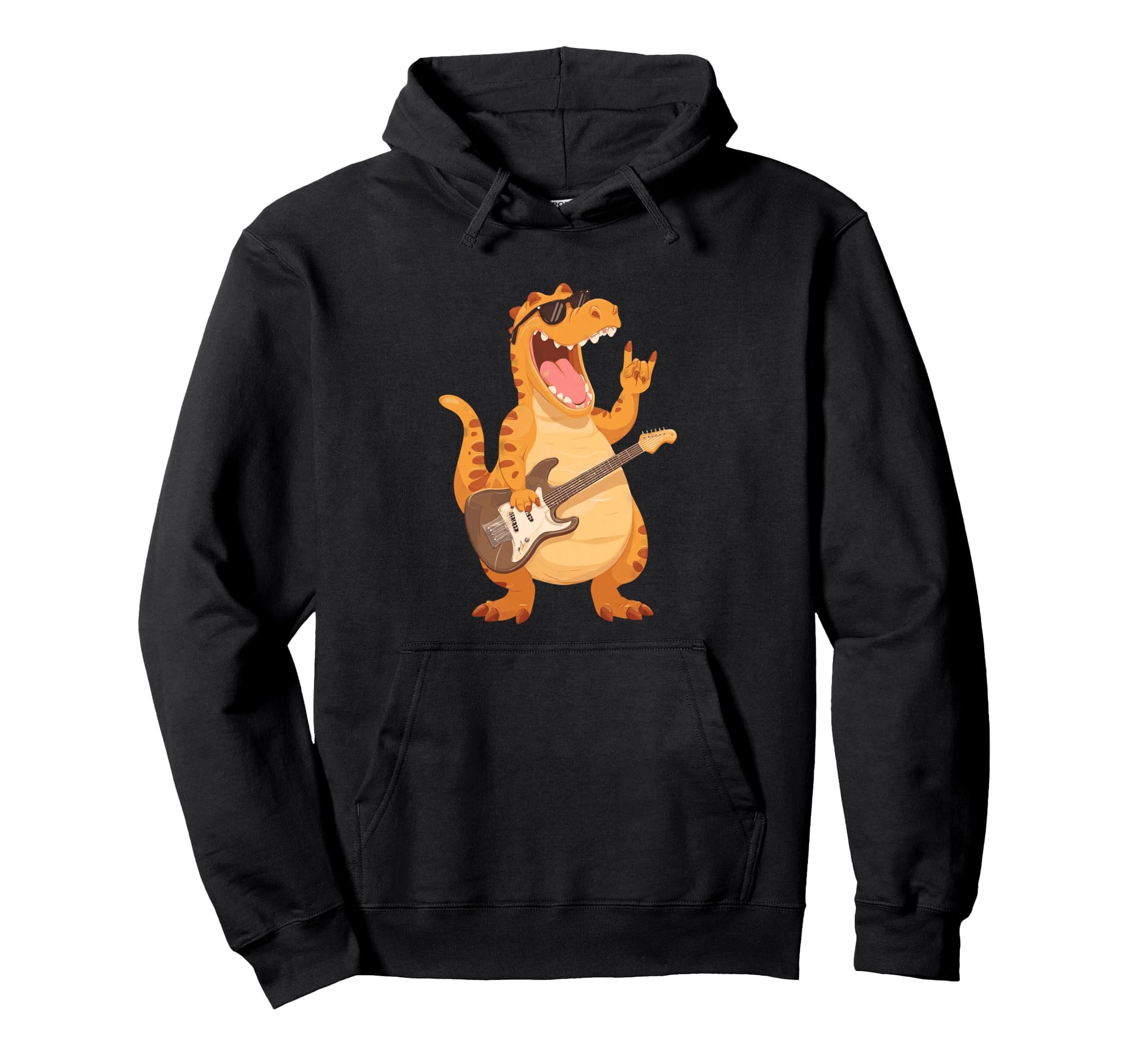 Funny Dinosaur Rock Music T Rex Guitar Hoodie - Minimalist Print Unisex - T-Shirt, Sweatshirt, Hoodie