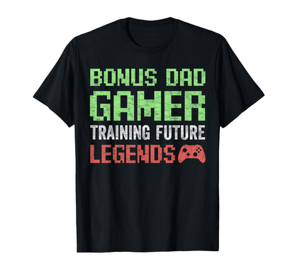 Stepdad Fathers Day Bonus Dad Gamer T-Shirt - Minimalist Print Men Women - T-Shirt, Sweatshirt, Hoodie