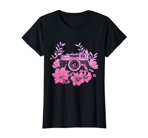 Photographer Camera Flowers T-Shirt - Custom Art Print Men Women - T-Shirt, Sweatshirt, Hoodie
