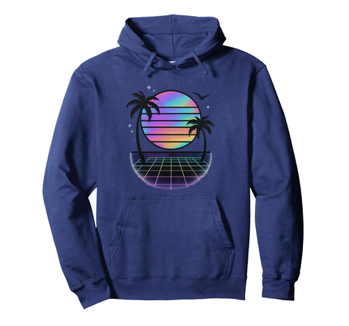 Sunset Vaporwave Aesthetic Palm Trees Hoodie - Fun Novelty Design Unisex - T-Shirt, Sweatshirt, Hoodie
