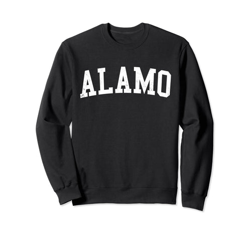 Alamo Ca Distressed White Varsity Sweatshirt - Streetwear Style for Adults - T-Shirt, Sweatshirt, Hoodie