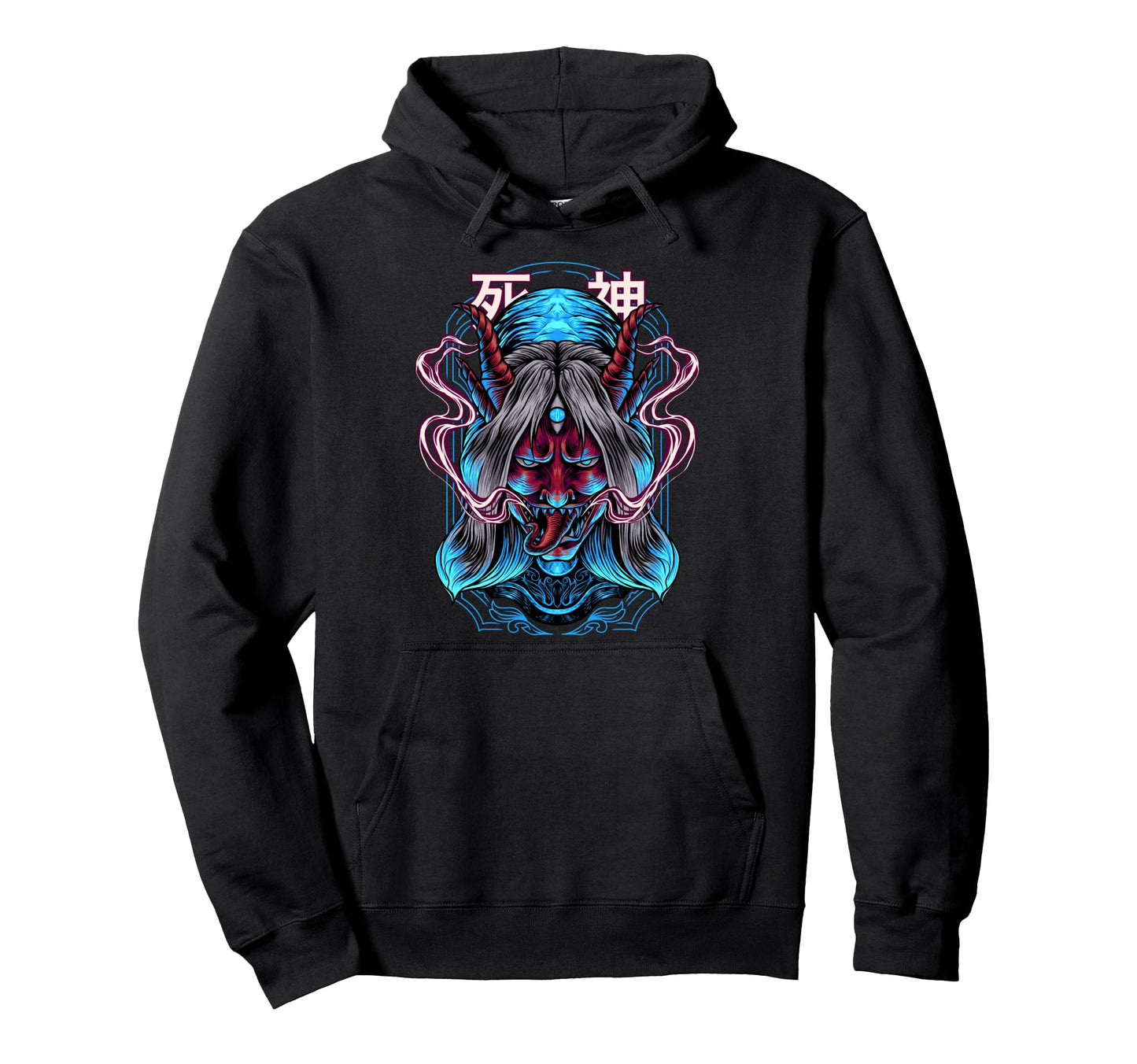 Japanese Anime Mask Kitsune Oni Ghost Demon Hoodie - Unique Graphic Unisex - T-Shirt, Sweatshirt, Hoodie
