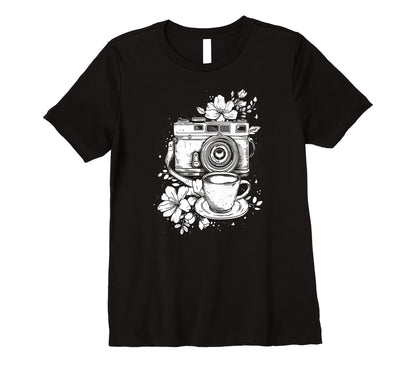 Womens Photographer Coffee Camera T-Shirt - Aesthetic Graphic Unisex - T-Shirt, Sweatshirt, Hoodie