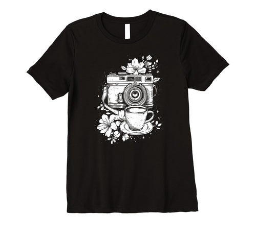 Womens Photographer Coffee Camera T-Shirt - Aesthetic Graphic Unisex - T-Shirt, Sweatshirt, Hoodie