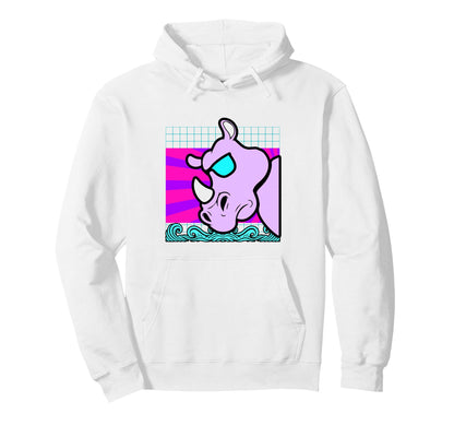 Aesthetic Vaporwave Outfits Rhino Hoodie - Custom Art Print for Adults - T-Shirt, Sweatshirt, Hoodie
